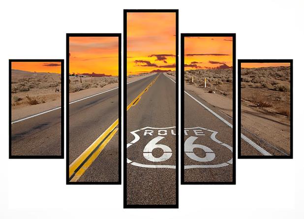 Quadro Mosaico 5 Partes Estrada Route 66 Moldura Preta Art e Cia é boa?