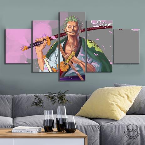 Quadro Mosaico 5 peças ONE PIECE Roronoa Zoro Wano Painel Decorativo Decoração de Interiores - Neyrad Menor preço em Quadro Mosaico 5 peças ONE PIECE Roronoa Zoro Wano Painel Decorativo Decoração de Interiores - Neyrad