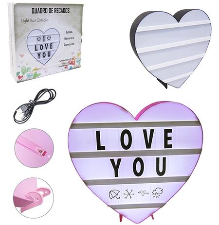 Quadro / painel decorativo luminoso light box cinema coracao com 96 letras a pilha / usb 22cm - Golden rio Menor preço em Quadro / painel decorativo luminoso light box cinema coracao com 96 letras a pilha / usb 22cm - Golden rio