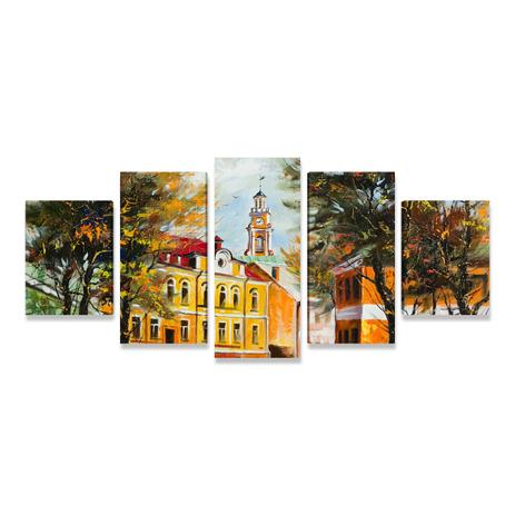 Quadro Paisagem Grande Igreja Interior Mosaico 5 Telas GRD - Bimper Menor preço em Quadro Paisagem Grande Igreja Interior Mosaico 5 Telas GRD - Bimper