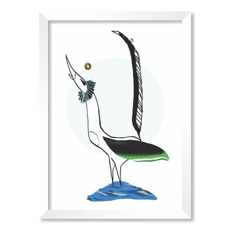 QUADRO PÁSSARO COM PÉS NA ÁGUA - TAMANHO A3 - Moldura Branca Sem Acrílico - Pôster no quadro é boa?