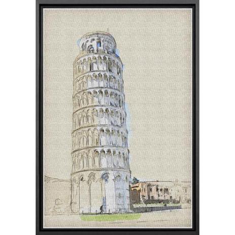 Quadro Pequeno Tela Canvas com Moldura Torre de Pisa na Itália 20x30cm - Decore pronto Menor preço em Quadro Pequeno Tela Canvas com Moldura Torre de Pisa na Itália 20x30cm - Decore pronto