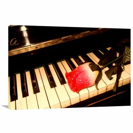Quadro Piano Flor Vintage Decorativo Com Tela Em Tecido Wall Frame Quadro Decorativo Magazine Luiza