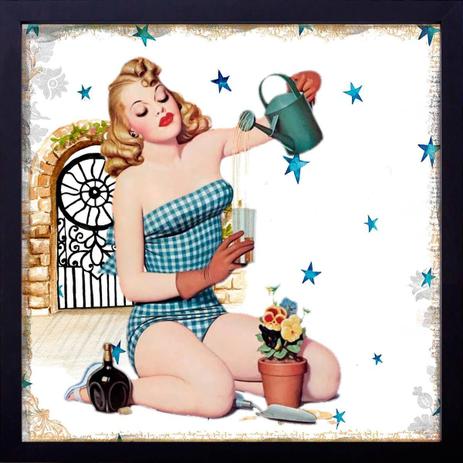 Quadro Pin Up Decorativo Gardener Girl 40x40cm - Decore pronto Menor preço em Quadro Pin Up Decorativo Gardener Girl 40x40cm - Decore pronto