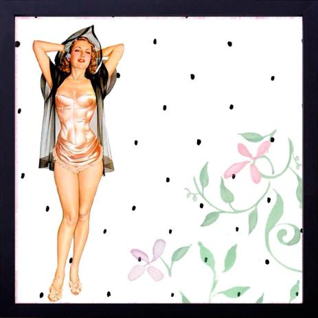 Quadro Pin Up Decorativo Girl Flowers 40x40cm - Decore pronto Menor preço em Quadro Pin Up Decorativo Girl Flowers 40x40cm - Decore pronto