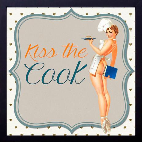 Quadro Pin Up Decorativo Kiss The Cook 40x40cm - Decore pronto Menor preço em Quadro Pin Up Decorativo Kiss The Cook 40x40cm - Decore pronto