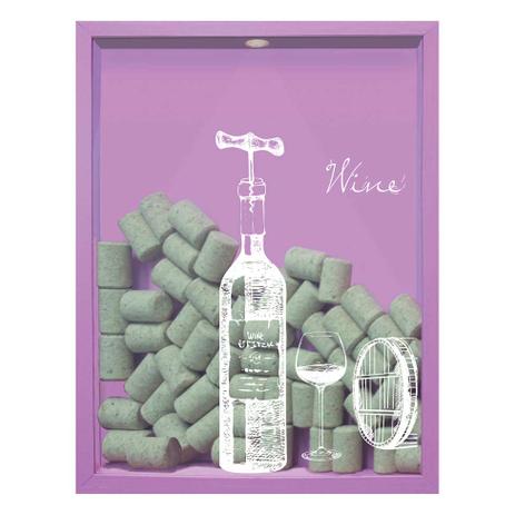 Quadro Porta Rolhas de Vinho Wine Garrafa 32x42x4cm Lilás - Kapos Menor preço em Quadro Porta Rolhas de Vinho Wine Garrafa 32x42x4cm Lilás - Kapos