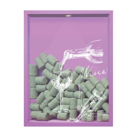 Quadro Porta Rolhas de Vinho Wine Taça 32x42x4cm Lilás - Kapos Menor preço em Quadro Porta Rolhas de Vinho Wine Taça 32x42x4cm Lilás - Kapos