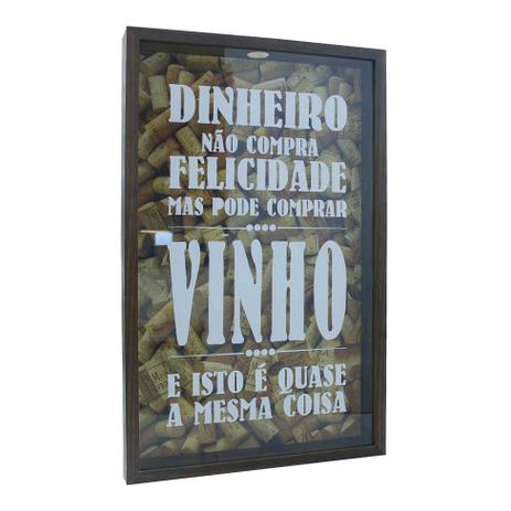 Quadro Porta Rolhas Dinheiro Não Compra Felicidade II Marrom - Kapos Menor preço em Quadro Porta Rolhas Dinheiro Não Compra Felicidade II Marrom - Kapos