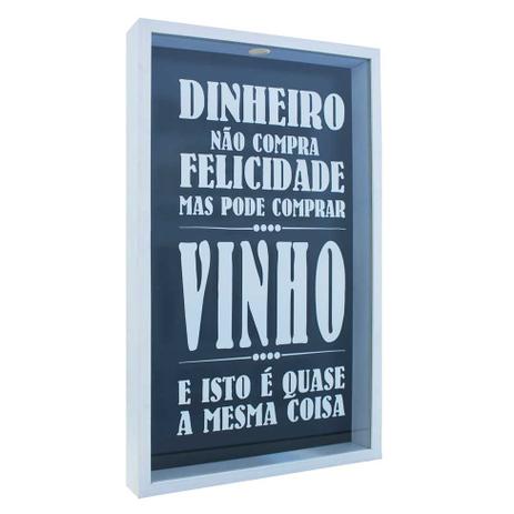 Quadro Porta Rolhas Felicidade 30x50x5 Bco - Kapos Menor preço em Quadro Porta Rolhas Felicidade 30x50x5 Bco - Kapos