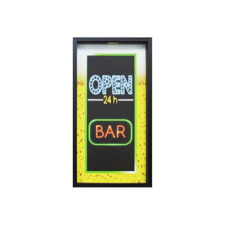 Quadro Porta Tampa em Madeira Open Bar 24 Horas 28x53cm Amarelo - Kapos Menor preço em Quadro Porta Tampa em Madeira Open Bar 24 Horas 28x53cm Amarelo - Kapos