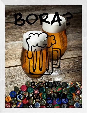 Quadro Porta Tampinha e Lacre 30x40 Bora Bora Toma Uma  Frase Preta Art E Cia - Branco é boa?