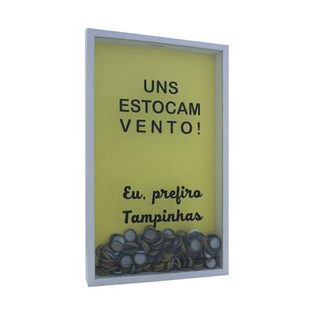 Quadro Porta Tampinhas Vento 30x50x5 Bco - Kapos Menor preço em Quadro Porta Tampinhas Vento 30x50x5 Bco - Kapos