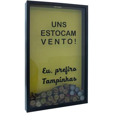 Quadro porta-tampinhas vento 32x52cm preto - Kapos Menor preço em Quadro porta-tampinhas vento 32x52cm preto - Kapos