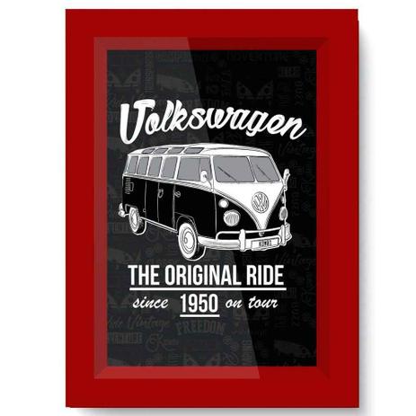 Quadro Poster Vidro E Madeira Volkswagen Kombi Cinza - Versare Anos Dourados Menor preço em Quadro Poster Vidro E Madeira Volkswagen Kombi Cinza - Versare Anos Dourados