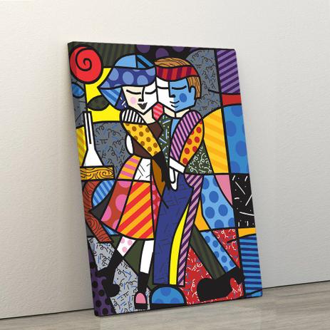 Quadro Romero Britto Cheek To Cheek 40x60cm Releitura - Artplex Menor preço em Quadro Romero Britto Cheek To Cheek 40x60cm Releitura - Artplex