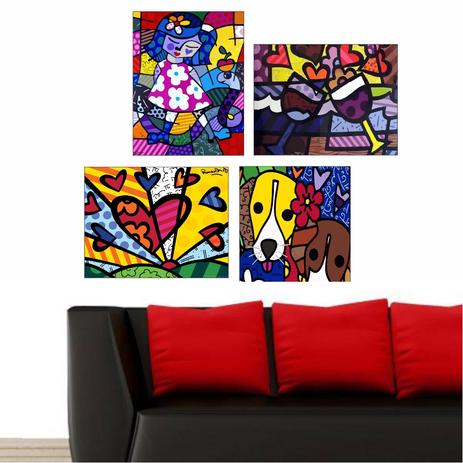 Quadro Romero Britto Decorativo Heart Releitura Rb - Quadros Mais Menor preço em Quadro Romero Britto Decorativo Heart Releitura Rb - Quadros Mais