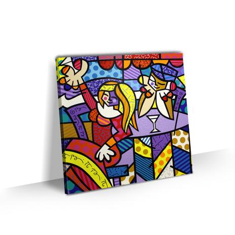 Quadro Romero Britto Grande Releitura Casal Festivo 70x70 - Bimper Menor preço em Quadro Romero Britto Grande Releitura Casal Festivo 70x70 - Bimper