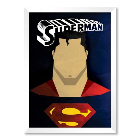 QUADRO SUPERMAN - TAMANHO A4 - Moldura Branca Com Acrílico - Pôster no quadro Menor preço em QUADRO SUPERMAN - TAMANHO A4 - Moldura Branca Com Acrílico - Pôster no quadro