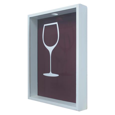 Quadro Taça Porta Rolha 33x43x6 cm Branco - Kapos Menor preço em Quadro Taça Porta Rolha 33x43x6 cm Branco - Kapos