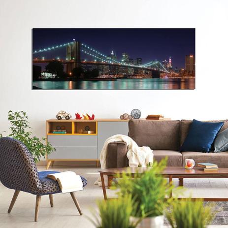 Quadro Tela Decorativa Ponte Brooklyn a Noite 160x60cm - Decore pronto Menor preço em Quadro Tela Decorativa Ponte Brooklyn a Noite 160x60cm - Decore pronto