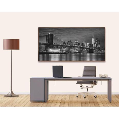 Quadro Tela Decorativa Ponte do Brooklyn com Moldura na Cor Mel 140x70cm - Decore pronto Menor preço em Quadro Tela Decorativa Ponte do Brooklyn com Moldura na Cor Mel 140x70cm - Decore pronto