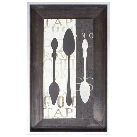 Quadro Tela Decorativa Talheres Colher com Moldura Marrom e Prata 50x80cm - Decore pronto Menor preço em Quadro Tela Decorativa Talheres Colher com Moldura Marrom e Prata 50x80cm - Decore pronto