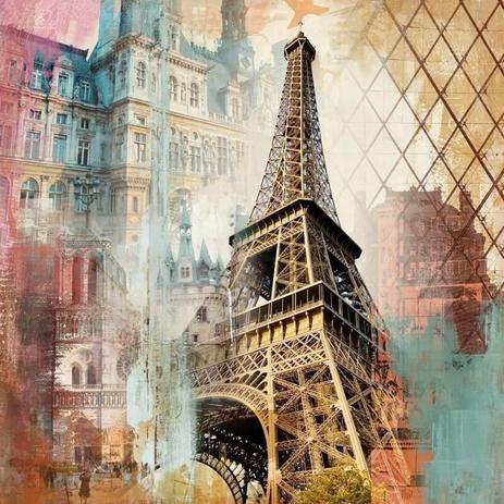 Quadro Tela Decorativa Torre Eiffel de Paris França 100x100cm - Decore pronto Menor preço em Quadro Tela Decorativa Torre Eiffel de Paris França 100x100cm - Decore pronto