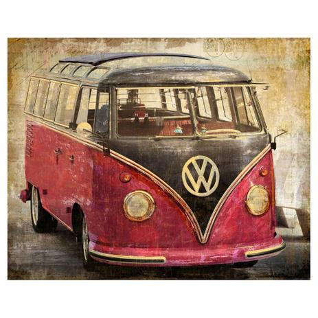 Quadro Tela Decorativa Volkswagen Kombi Antiga Vermelha 100x80cm - Decore pronto Menor preço em Quadro Tela Decorativa Volkswagen Kombi Antiga Vermelha 100x80cm - Decore pronto
