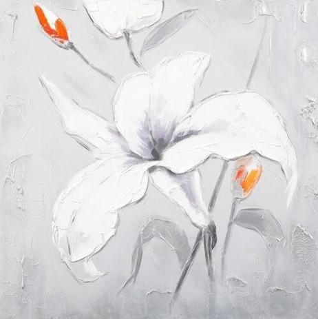 Quadro Tela Impressa Flor Branca II - 60x60cm - Decore pronto Menor preço em Quadro Tela Impressa Flor Branca II - 60x60cm - Decore pronto