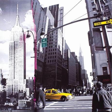 Quadro Tela Impressa NYC Empire State e Taxi Amarelo 60x60cm - Decore pronto Menor preço em Quadro Tela Impressa NYC Empire State e Taxi Amarelo 60x60cm - Decore pronto