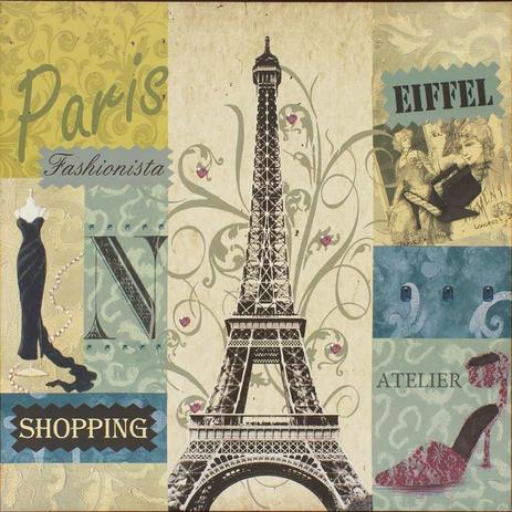 Quadro Tela Impressa Paris Fashionista Torre Eiffel 60x60cm - Decore pronto Menor preço em Quadro Tela Impressa Paris Fashionista Torre Eiffel 60x60cm - Decore pronto