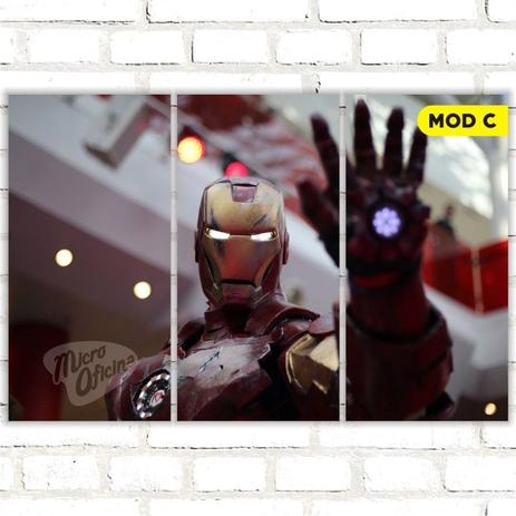 Quadro Triplo Decorativo - Homem de Ferro - Modelo C - Micro oficina Menor preço em Quadro Triplo Decorativo - Homem de Ferro - Modelo C - Micro oficina