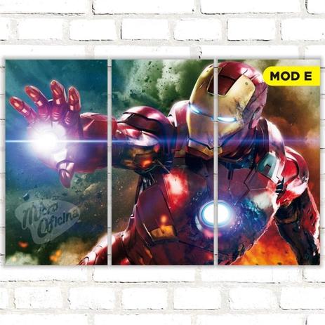 Quadro Triplo Decorativo - Homem de Ferro - Modelo E - Micro oficina Menor preço em Quadro Triplo Decorativo - Homem de Ferro - Modelo E - Micro oficina