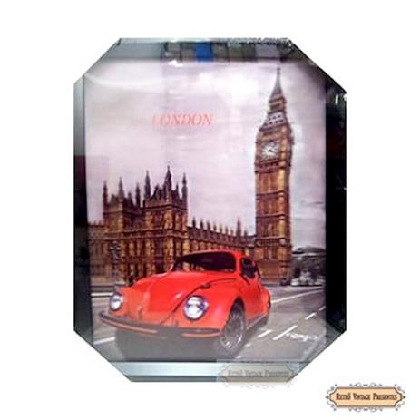 Quadro Vintage em 3 Dimensões - Fusca Vermelho em Londres 38 X 28cm - Mch ornamentos Menor preço em Quadro Vintage em 3 Dimensões - Fusca Vermelho em Londres 38 X 28cm - Mch ornamentos