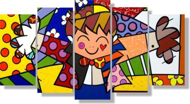 Quadros Decorativos Romero Britto O Abraço Menino Abstrato - DECORESTUDIO Menor preço em Quadros Decorativos Romero Britto O Abraço Menino Abstrato - DECORESTUDIO