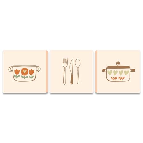 Quadros Para Cozinha Amor Utensílios Kit 3 Telas Tecido PQ - Bimper Menor preço em Quadros Para Cozinha Amor Utensílios Kit 3 Telas Tecido PQ - Bimper