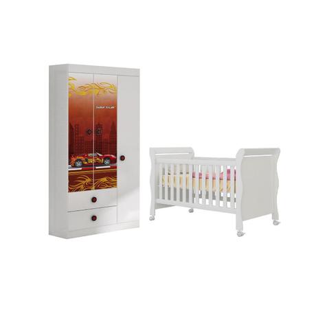 Quarto Berço Mini Cama Colonial Baby Amore e Roupeiro 3 Portas Carros - Qmovi Menor preço em Quarto Berço Mini Cama Colonial Baby Amore e Roupeiro 3 Portas Carros - Qmovi