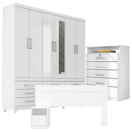Quarto Casal Guarda Roupa Canadá cômoda Triunfo e Cabeceira London Branco Brilho - Demóbile - Demobile Menor preço em Quarto Casal Guarda Roupa Canadá cômoda Triunfo e Cabeceira London Branco Brilho - Demóbile - Demobile
