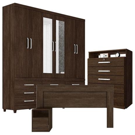 Quarto Casal Guarda Roupa Canadá cômoda Triunfo e Cabeceira London Ébano Touch - Demóbile - Demobile Menor preço em Quarto Casal Guarda Roupa Canadá cômoda Triunfo e Cabeceira London Ébano Touch - Demóbile - Demobile