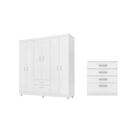 Quarto Casal Guarda Roupa e cômoda Astral Branco - Demóbile - Demobile Menor preço em Quarto Casal Guarda Roupa e cômoda Astral Branco - Demóbile - Demobile
