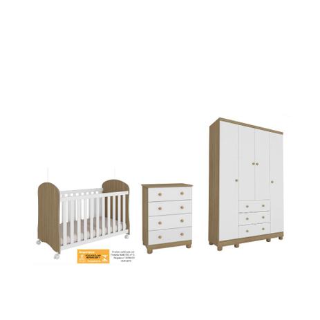 Quarto completo Bebe Moveis Peroba Junior Berço smim 100% MDF Branco  Carvalho - Quarto Completo - Magazine Luiza