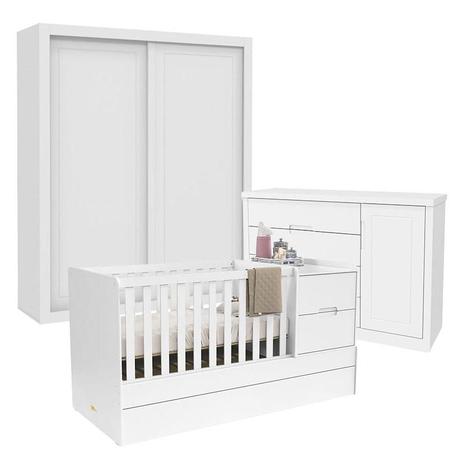 Quarto de Bebê 2 Portas Tutto New com Berço Multifuncional Formare Branco Acetinado - Matic - Matic Moveis Menor preço em Quarto de Bebê 2 Portas Tutto New com Berço Multifuncional Formare Branco Acetinado - Matic - Matic Moveis