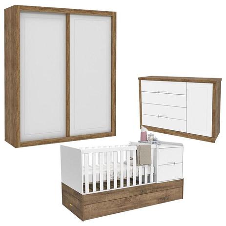 Quarto de Bebê 2 Portas Tutto New com Berço Multifuncional Formare Branco Acetinado Teka Touch - Matic - Matic Moveis Menor preço em Quarto de Bebê 2 Portas Tutto New com Berço Multifuncional Formare Branco Acetinado Teka Touch - Matic - Matic Moveis