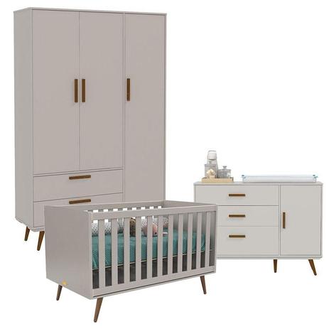 Quarto de Bebê 3 Portas Cômoda 1 Porta Retro Cinza Eco Wood - Matic - Matic moveis Menor preço em Quarto de Bebê 3 Portas Cômoda 1 Porta Retro Cinza Eco Wood - Matic - Matic moveis