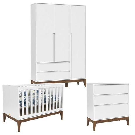 Quarto de Bebê 3 Portas Nature Clean Branco Acetinado Eco Wood - Matic - Matic Moveis Menor preço em Quarto de Bebê 3 Portas Nature Clean Branco Acetinado Eco Wood - Matic - Matic Moveis