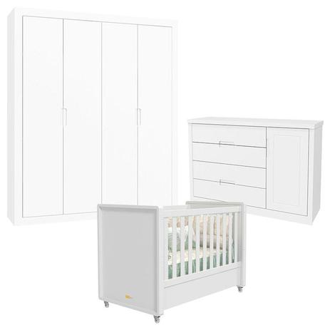 Quarto de Bebê 4 Portas Tutto New Branco Acetinado - Matic - Matic moveis Menor preço em Quarto de Bebê 4 Portas Tutto New Branco Acetinado - Matic - Matic moveis