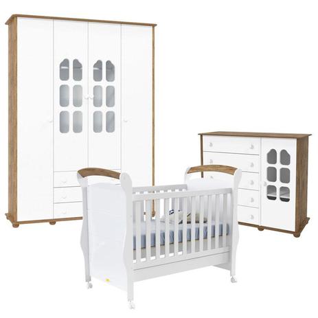 Quarto de Bebê Amore Slim 4 Portas com Berço Fratelli Branco Acetinado Teka Touch Matic - Matic moveis Menor preço em Quarto de Bebê Amore Slim 4 Portas com Berço Fratelli Branco Acetinado Teka Touch Matic - Matic moveis