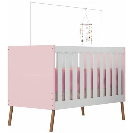 Quarto de Bebê Cômoda 3 Gavetas e Berço Retrô Bibi Branco/Rosa - Móveis Estrela Menor preço em Quarto de Bebê Cômoda 3 Gavetas e Berço Retrô Bibi Branco/Rosa - Móveis Estrela