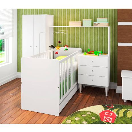 Quarto de Bebê Compacto Berço Mini Cama Roupeiro e Cômoda Branco - Art in móveis Menor preço em Quarto de Bebê Compacto Berço Mini Cama Roupeiro e Cômoda Branco - Art in móveis